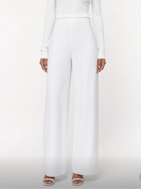 ZARA Women's Wide-Leg White Ponte Knit Pants Size L